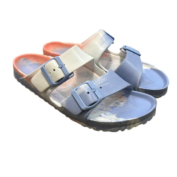 Birkenstock Arizona EVA Sandals Womens Sz 40 (9-9.5) Blue Peach Pastel Coastal - Picture 2 of 10